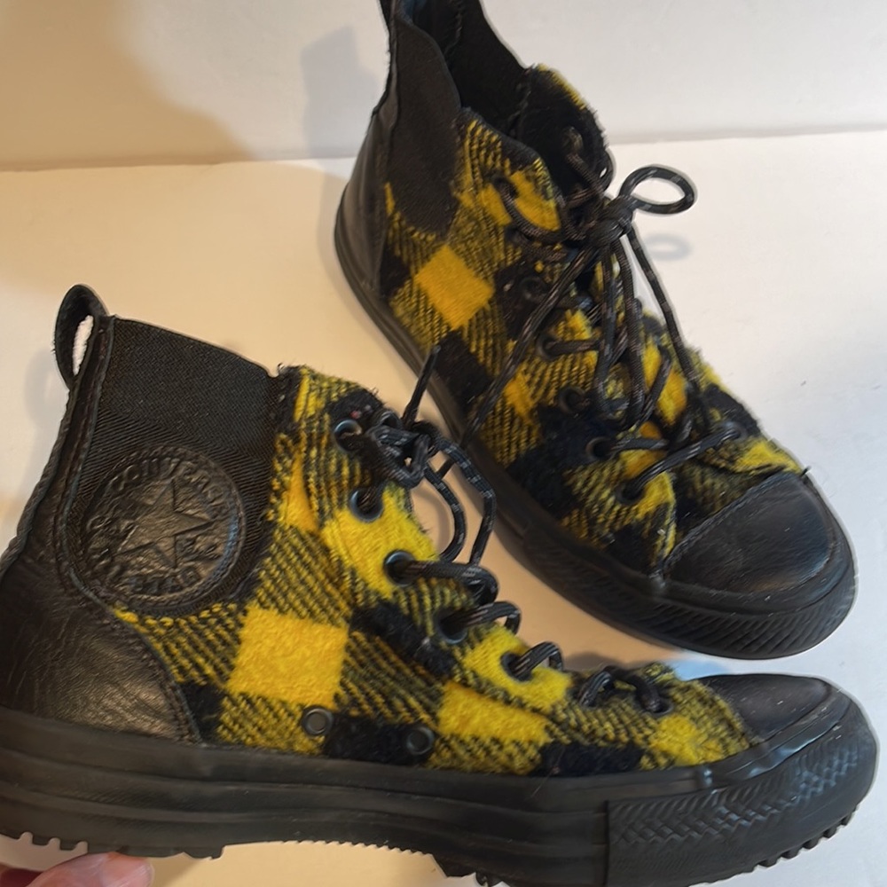 Converse Woolrich shoes with black and yellow pattern